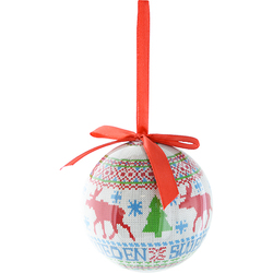 Julgranskula sticked Älg / Weihnachtskugel Elch gestickt